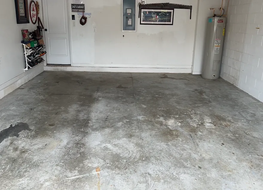 Garage floor before coating