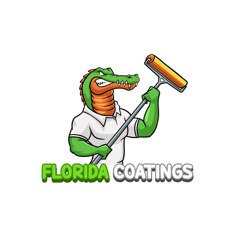 Florida Coatings gator mascot with a paint roller